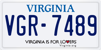 VA license plate VGR7489