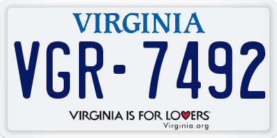 VA license plate VGR7492
