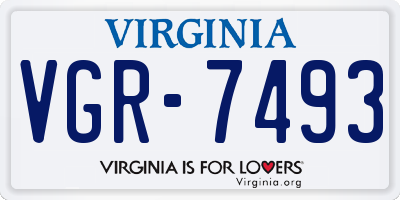 VA license plate VGR7493