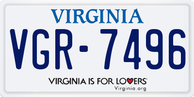 VA license plate VGR7496