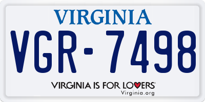 VA license plate VGR7498