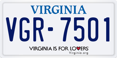 VA license plate VGR7501