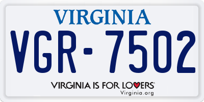 VA license plate VGR7502