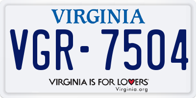 VA license plate VGR7504