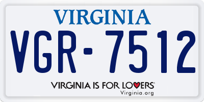 VA license plate VGR7512