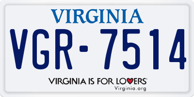 VA license plate VGR7514