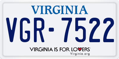 VA license plate VGR7522