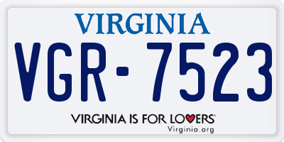 VA license plate VGR7523