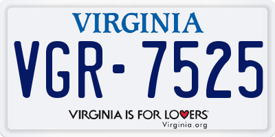 VA license plate VGR7525