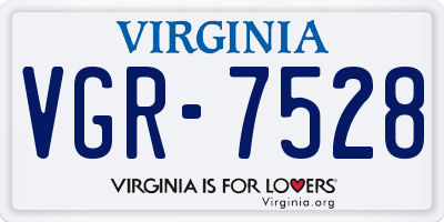 VA license plate VGR7528