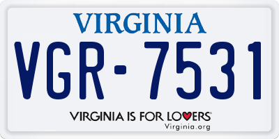 VA license plate VGR7531