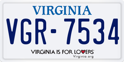 VA license plate VGR7534