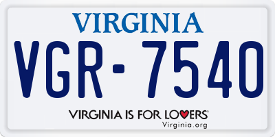 VA license plate VGR7540