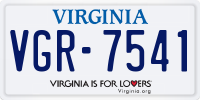 VA license plate VGR7541