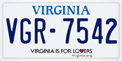 VA license plate VGR7542