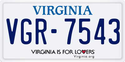 VA license plate VGR7543