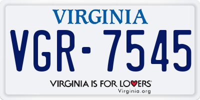 VA license plate VGR7545