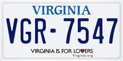 VA license plate VGR7547