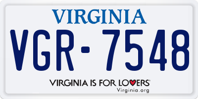 VA license plate VGR7548