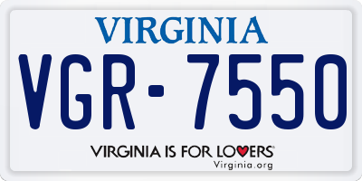 VA license plate VGR7550
