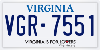 VA license plate VGR7551