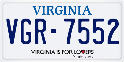 VA license plate VGR7552