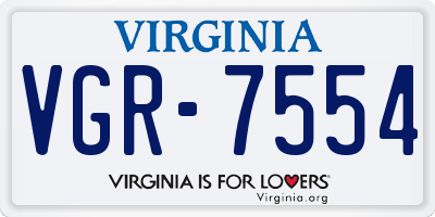 VA license plate VGR7554