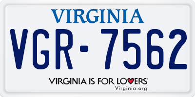 VA license plate VGR7562