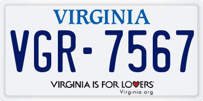 VA license plate VGR7567
