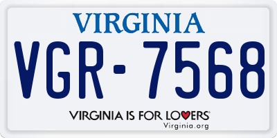 VA license plate VGR7568