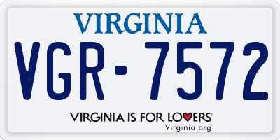 VA license plate VGR7572
