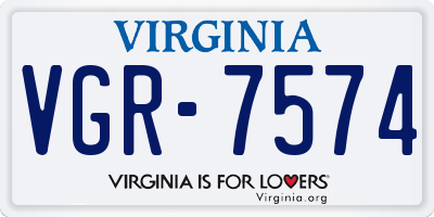 VA license plate VGR7574