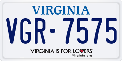 VA license plate VGR7575
