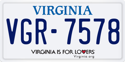 VA license plate VGR7578