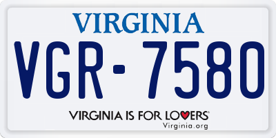 VA license plate VGR7580