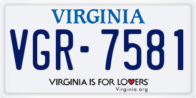 VA license plate VGR7581