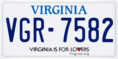 VA license plate VGR7582