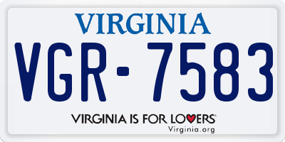 VA license plate VGR7583