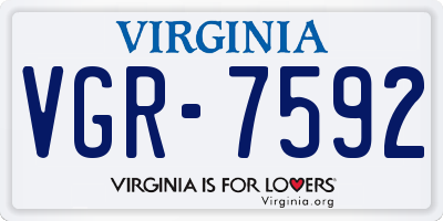 VA license plate VGR7592