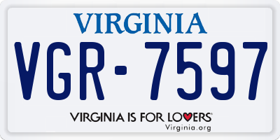 VA license plate VGR7597