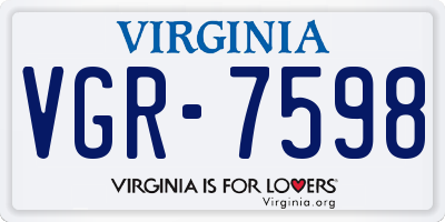 VA license plate VGR7598