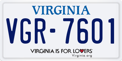 VA license plate VGR7601