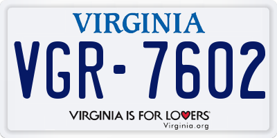 VA license plate VGR7602