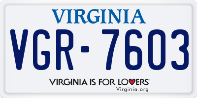 VA license plate VGR7603