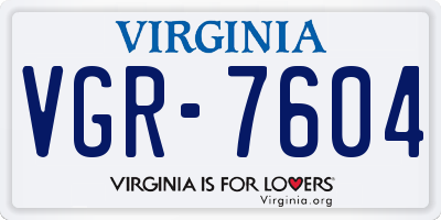 VA license plate VGR7604