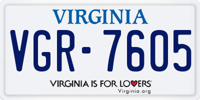 VA license plate VGR7605