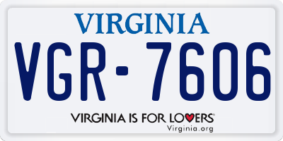 VA license plate VGR7606