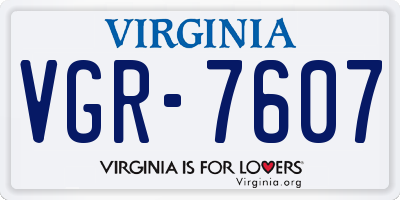 VA license plate VGR7607