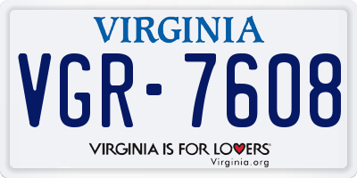 VA license plate VGR7608