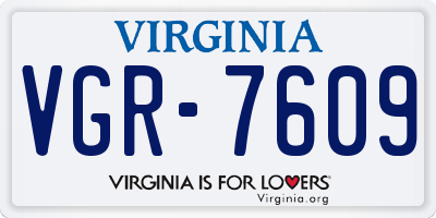 VA license plate VGR7609